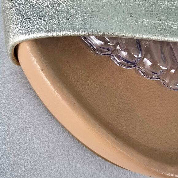 Beek Pelican in Metallic Gold Upper Tan Footbed Leather Slide Sandals Size 11 - Picture 12 of 14